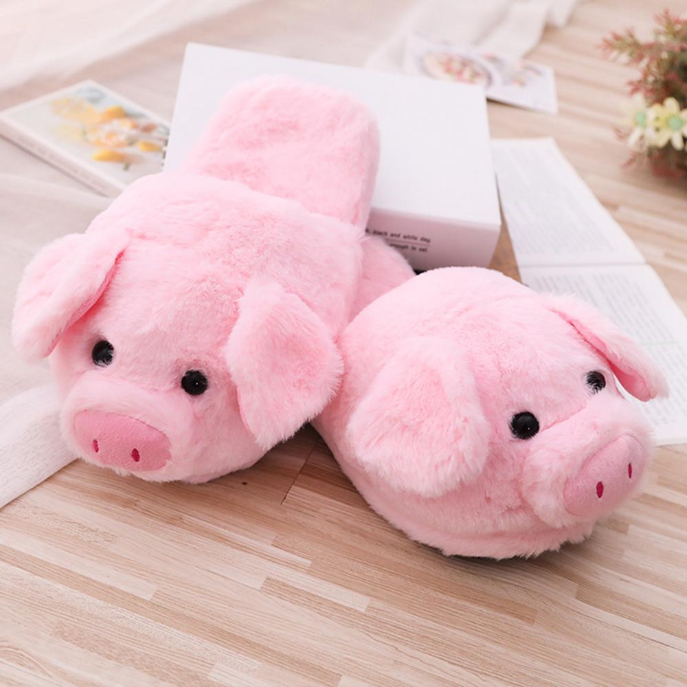 Winter Women Warm Indoor Slippers Ladies Fashion Cute Pink Pig Shoes Women's Soft Short Furry Plush Home Floor Slipper SH467