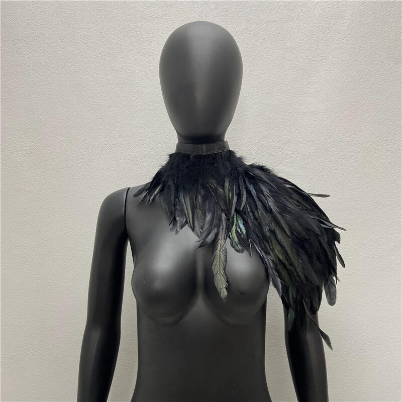 Feather Shawl Fake Collar - Stage, Runway, Dance & Halloween Costume Accessory