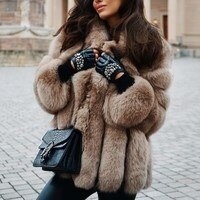 Warm Plush Faux Fur Coat: Purple Pink, Long Sleeve