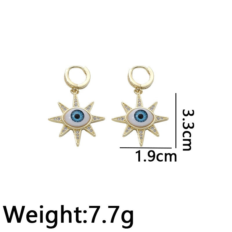 Six Star Protection Eye Earrings