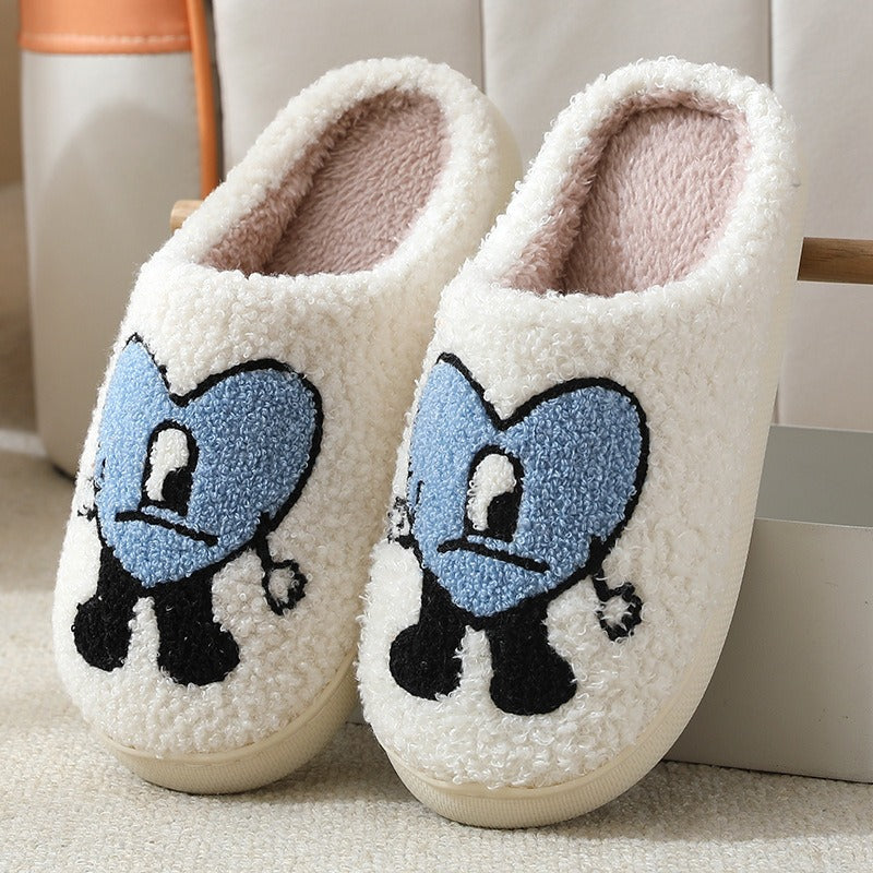 Cozy Couple Cotton Slippers - Adorable Thick-soled Cartoon Comfort