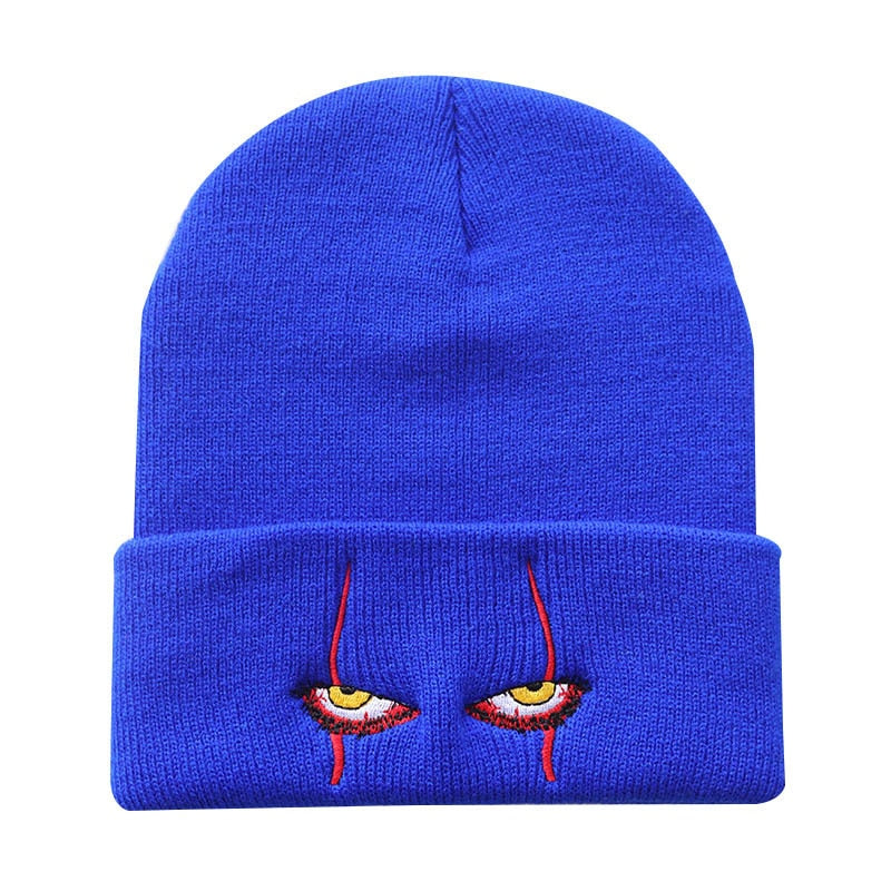 Embroidered Scary Clown Eyes Woolen Beanie