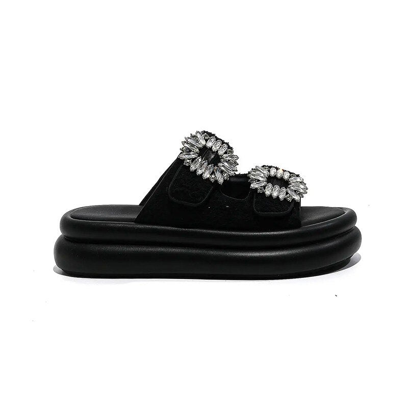 Summer Platform Buckle Wedge Slippers