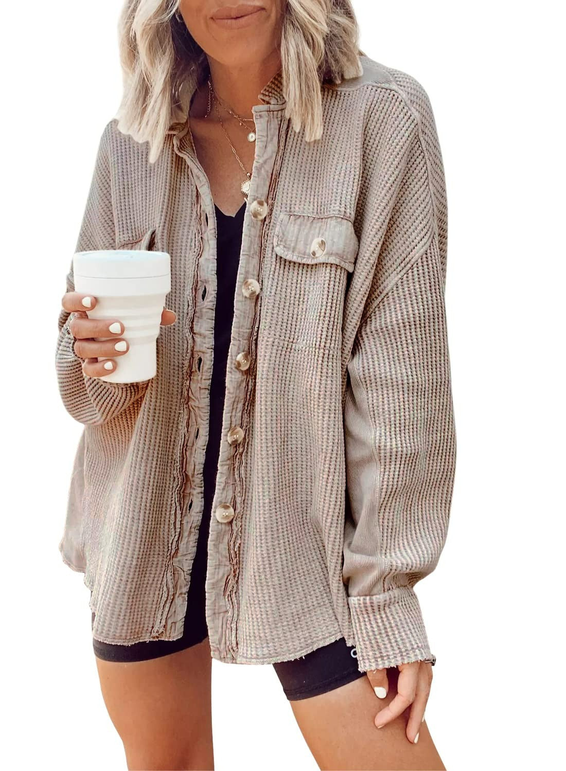 New Coat Fashion Casual Lapel Pocket Splicing Irregular Shirt Jacket