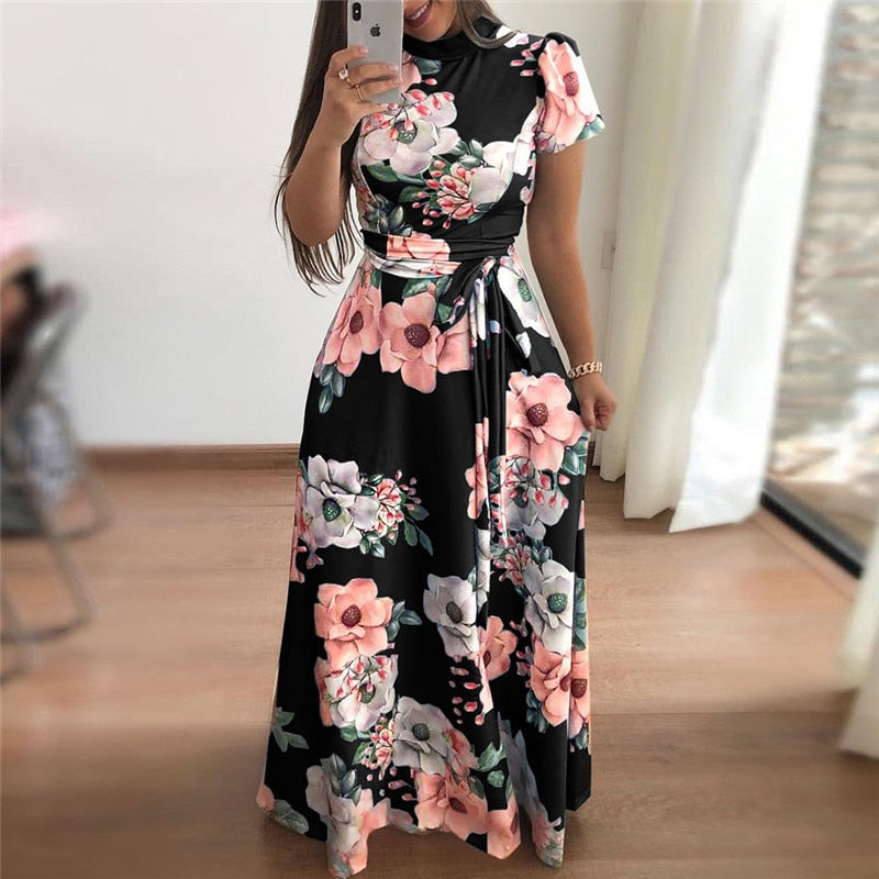 Summer Chic Boho Floral Print Maxi Dress