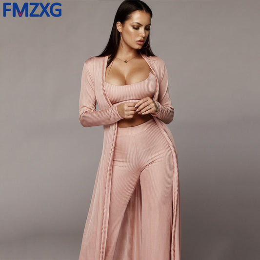 3 Pieces Sets Long Cloak Strapless Overalls Bodysuit