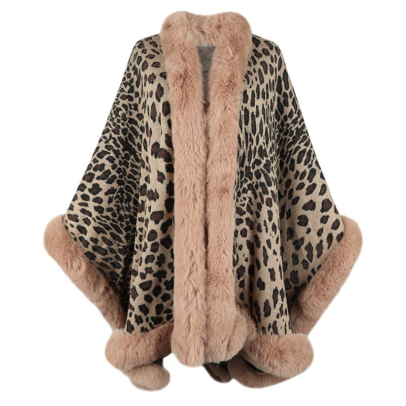 Fierce & Cozy: Leopard Print Wool Collar Cape – Your Must-Have Fall Statement!