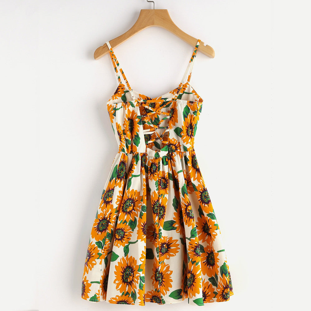 Sunny Sunflower Sleeveless Dress: Summer Bliss