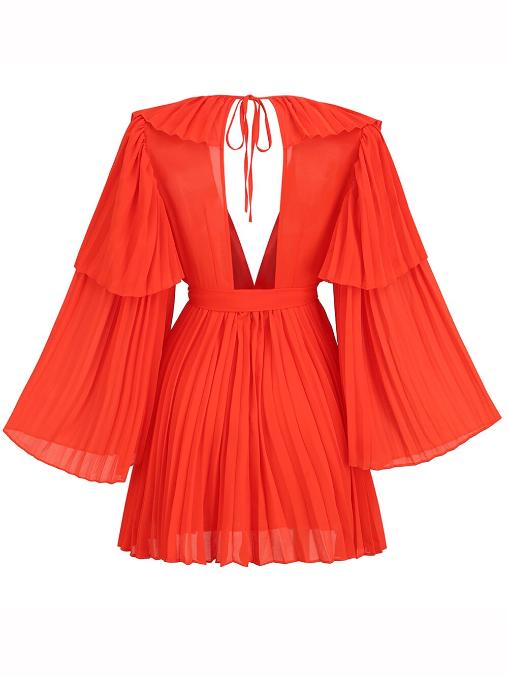 Summer Flare V-neck Pleated Chiffon Dress