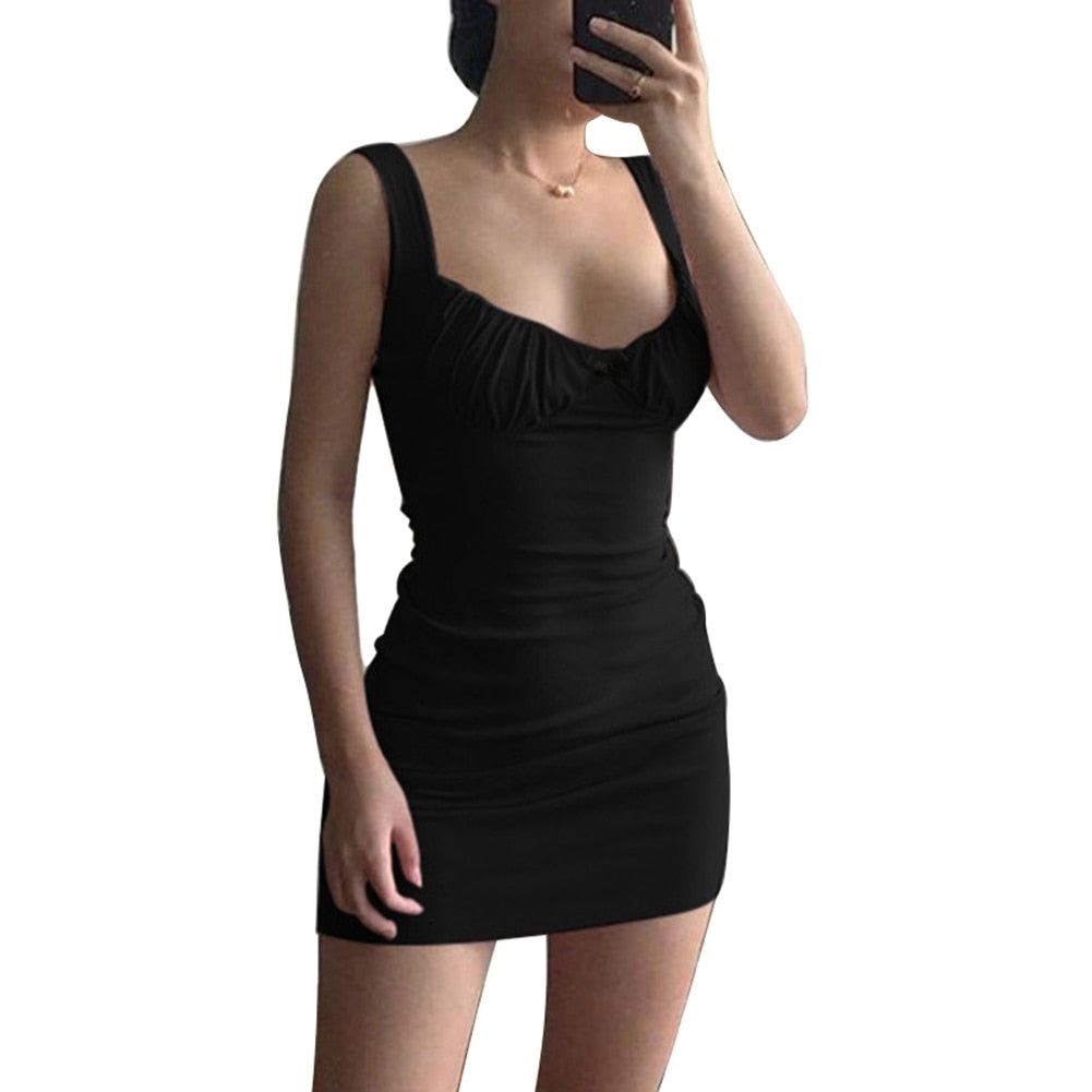 Vavoom in V: Flaunt Your Allure with Sleeveless Sheath Dress - Solid, Sexy, and Ready to Rock the Party!