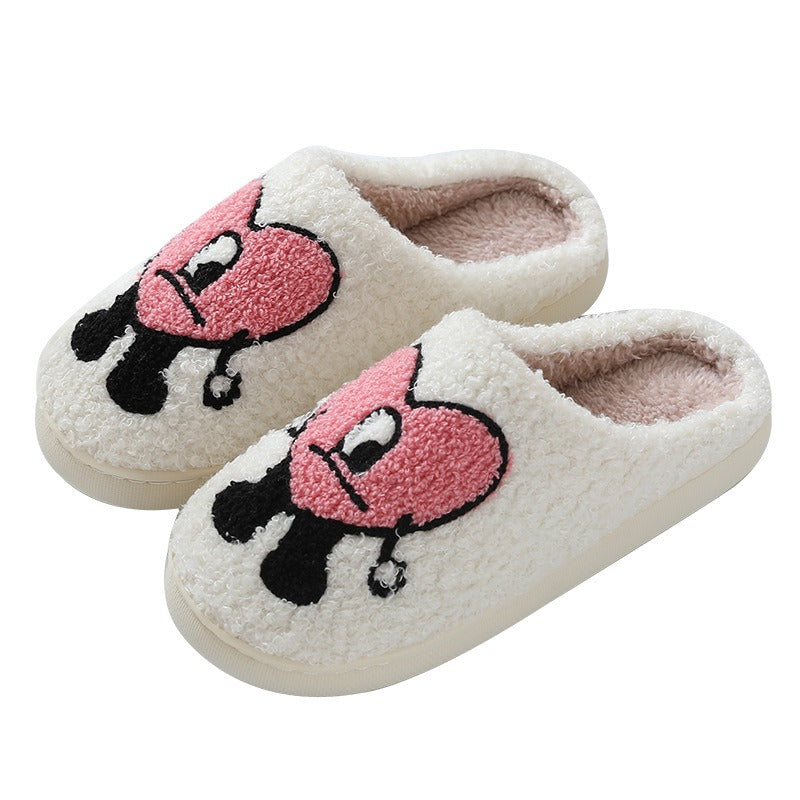 Cozy Couple Cotton Slippers - Adorable Thick-soled Cartoon Comfort