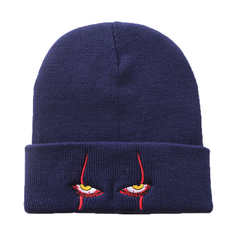 Embroidered Scary Clown Eyes Woolen Beanie