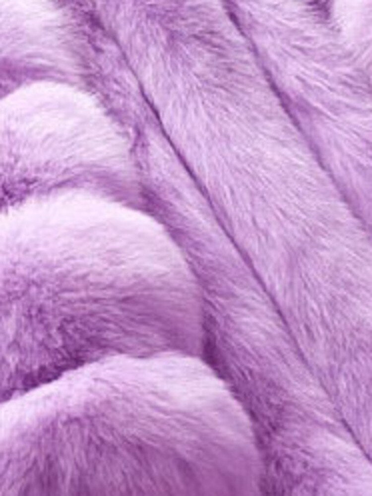 Warm Plush Faux Fur Coat: Purple Pink, Long Sleeve