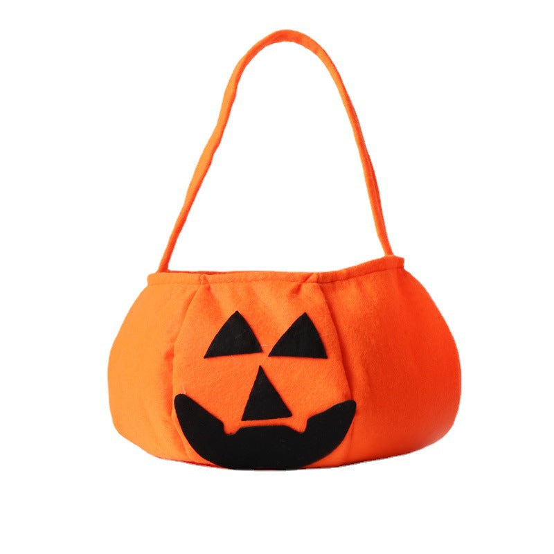 Halloween 3D Pumpkin Candy Bag - Portable Non-Woven Tote for Treats & Props