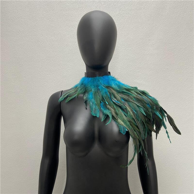 Feather Shawl Fake Collar - Stage, Runway, Dance & Halloween Costume Accessory