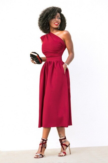 Women Elegant Evening Party Dresses Sleeveless One Shoulder Sexy Women Dress Pockets Summer Dress Red Black Midi Vestidos