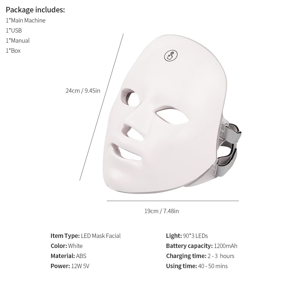 USB Rechargeable Manual Touch Test LED Mask Colorful Photon Skin Rejuvenation Beauty  Facial Mask