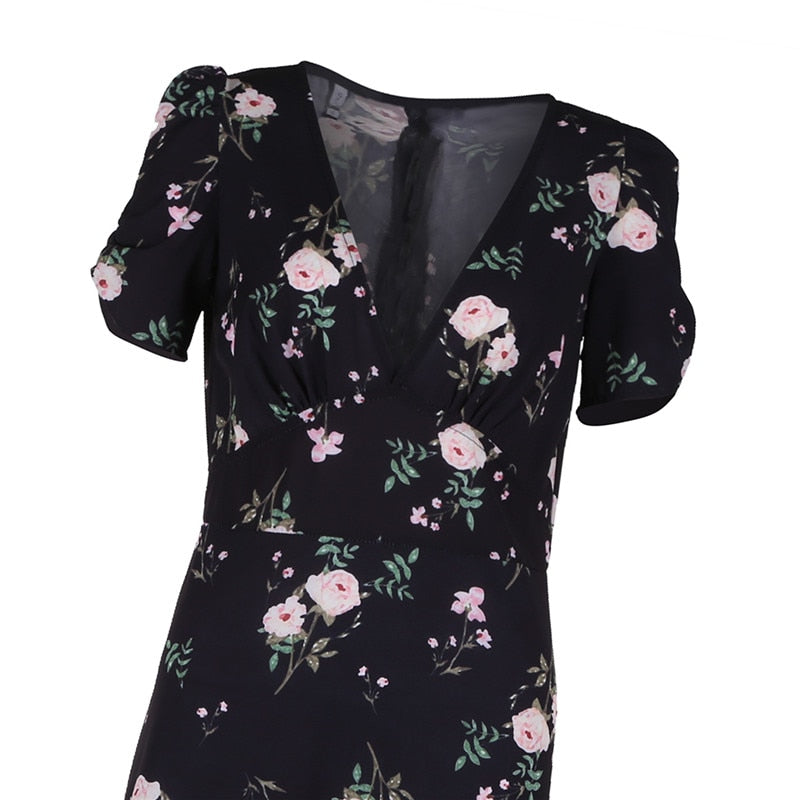 Boho Vibes Mini Floral Dress Elegance!