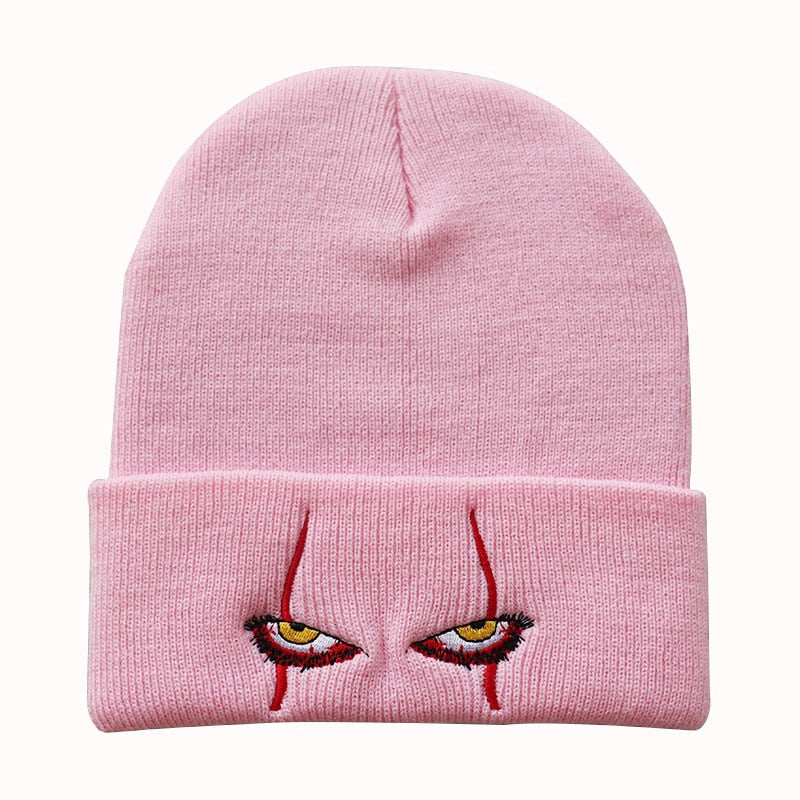 Embroidered Scary Clown Eyes Woolen Beanie