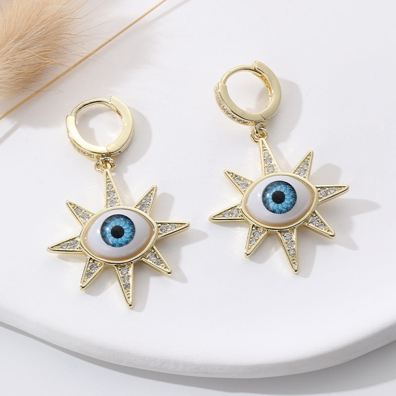 Six Star Protection Eye Earrings