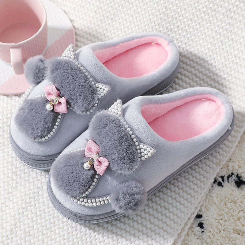 Cozy Cat Cotton Slippers