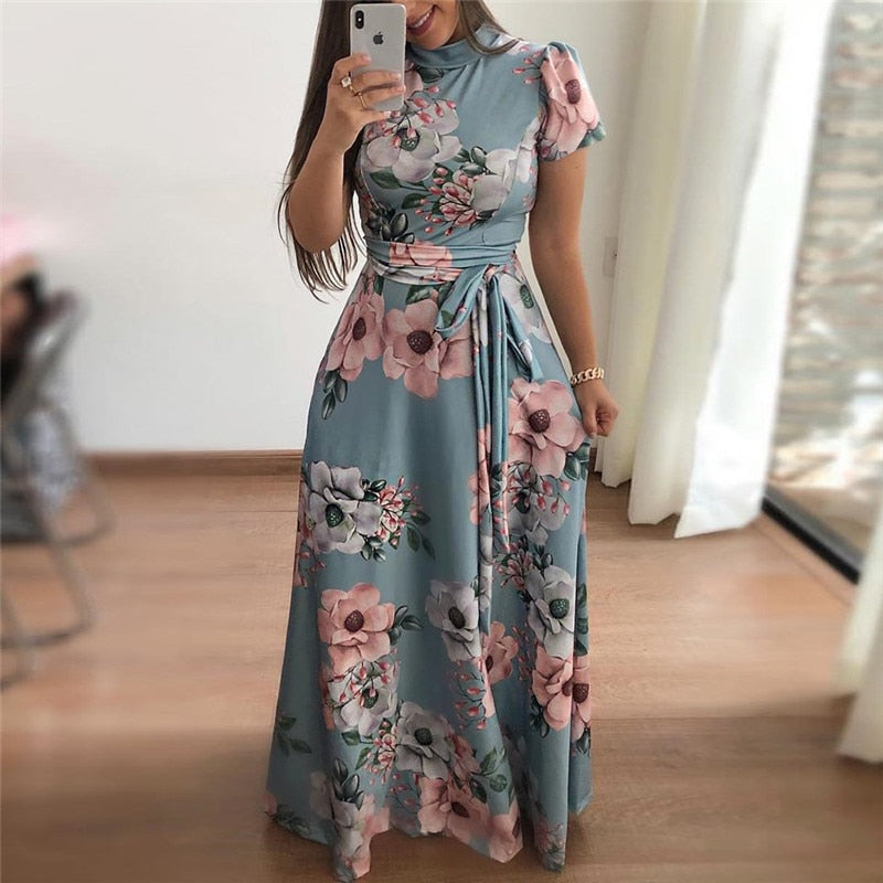 Summer Chic Boho Floral Print Maxi Dress