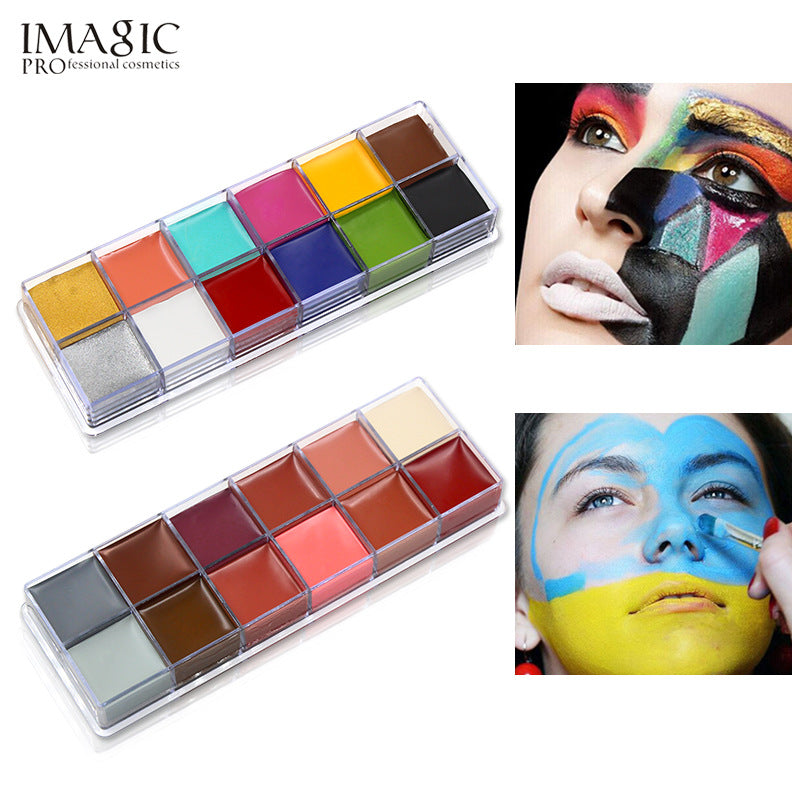 12-Color Professional Oil Paint Palette - Body & Face Painting