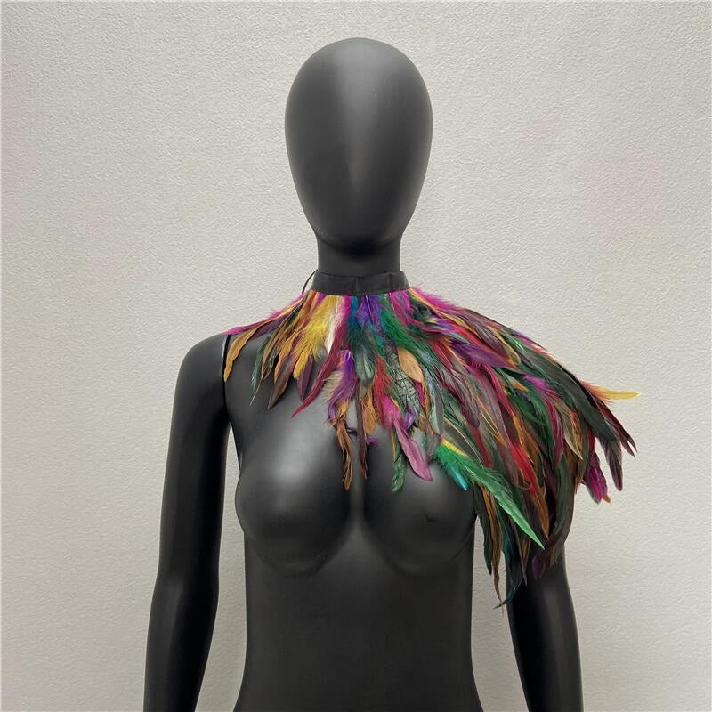 Feather Shawl Fake Collar - Stage, Runway, Dance & Halloween Costume Accessory