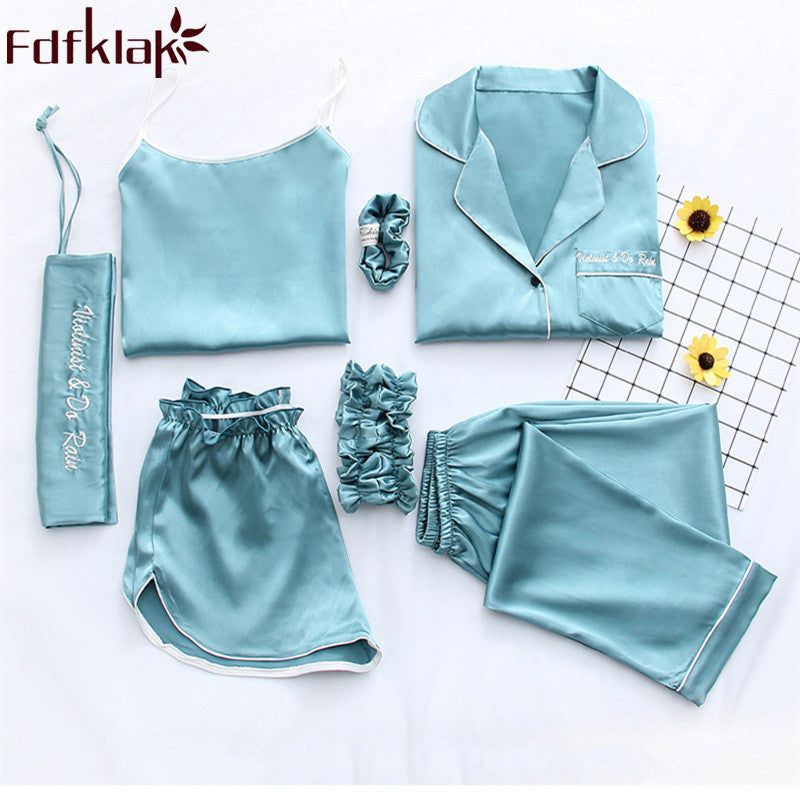 Silk Pajama Set: 7-Piece Nightwear