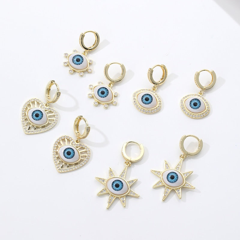 Six Star Protection Eye Earrings