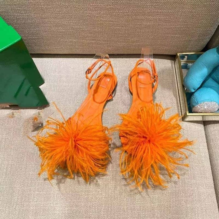 Hairy Fairy Flat Sandals - Fashionable Turkey Hair Style Shoes