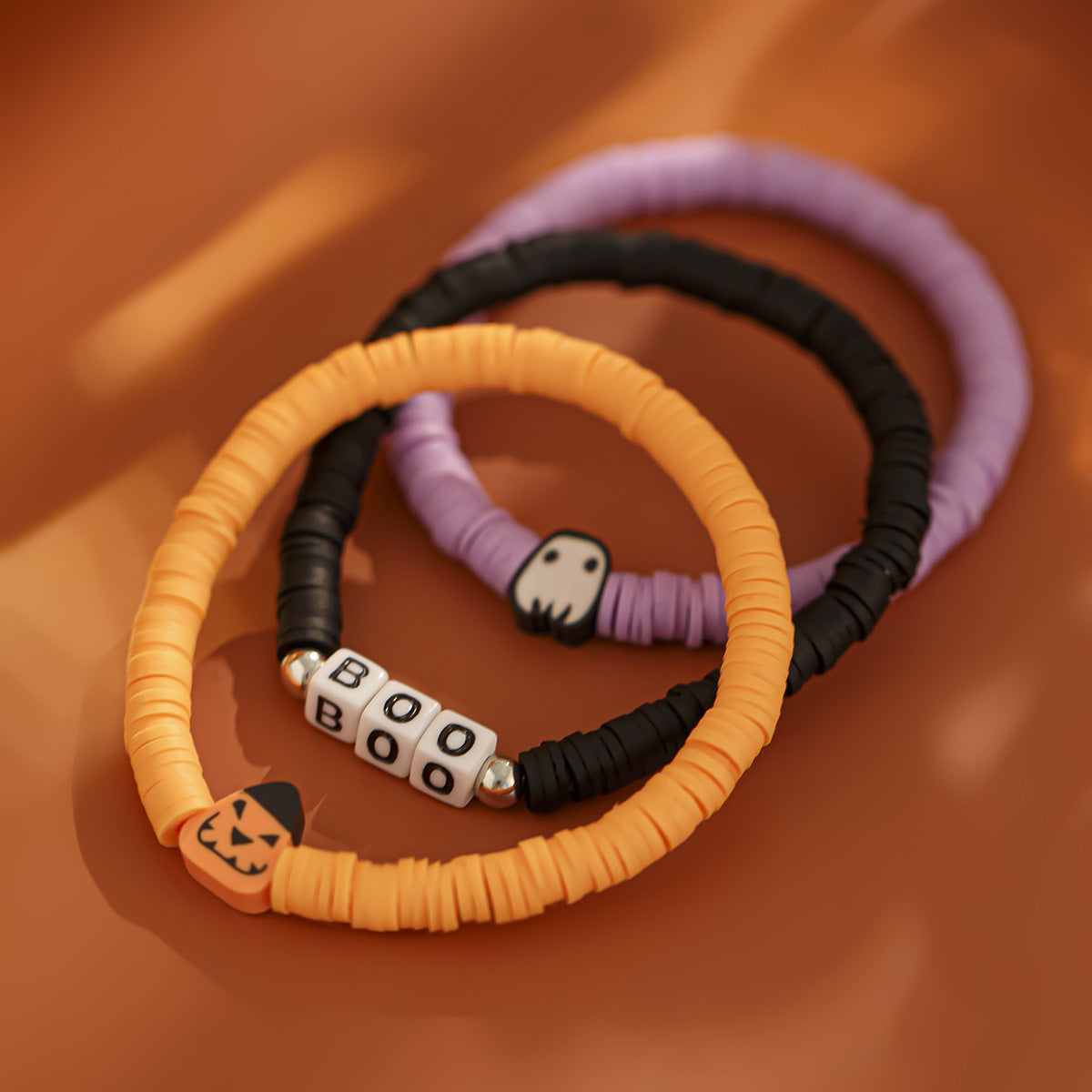 Halloween Elastic Bracelet Set - Pumpkin Head & Letter Design