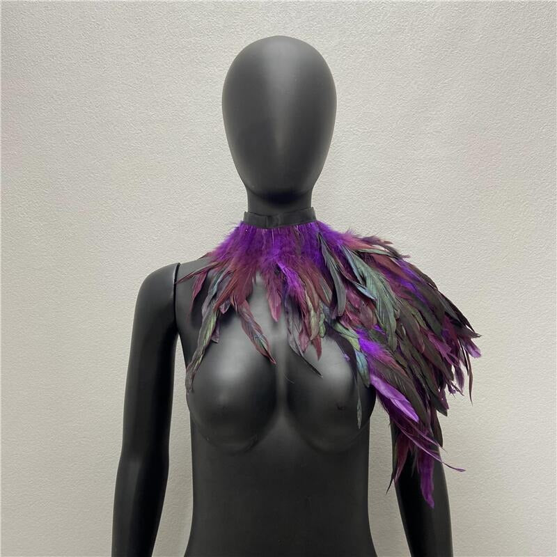 Feather Shawl Fake Collar - Stage, Runway, Dance & Halloween Costume Accessory