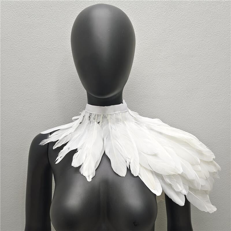 Feather Shawl Fake Collar - Stage, Runway, Dance & Halloween Costume Accessory