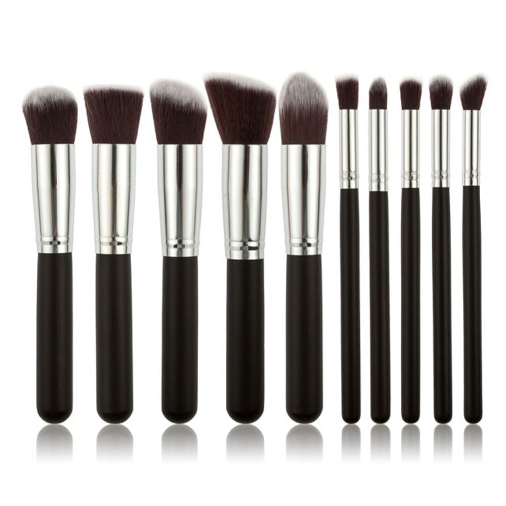 Beautiful Silver/Golden Makeup Brushes Set Cosmetics Foundation Blending Blush Makeup Tool Powder Eyeshadow Cosmetic Set