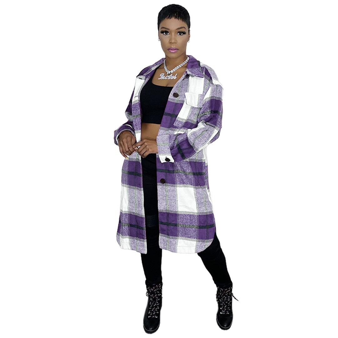 Elegant Fashion Checkered Coat