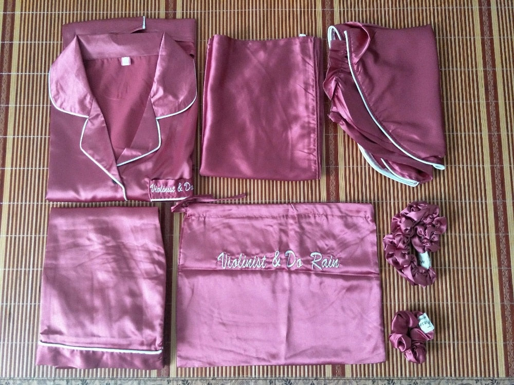 Silk Pajama Set: 7-Piece Nightwear