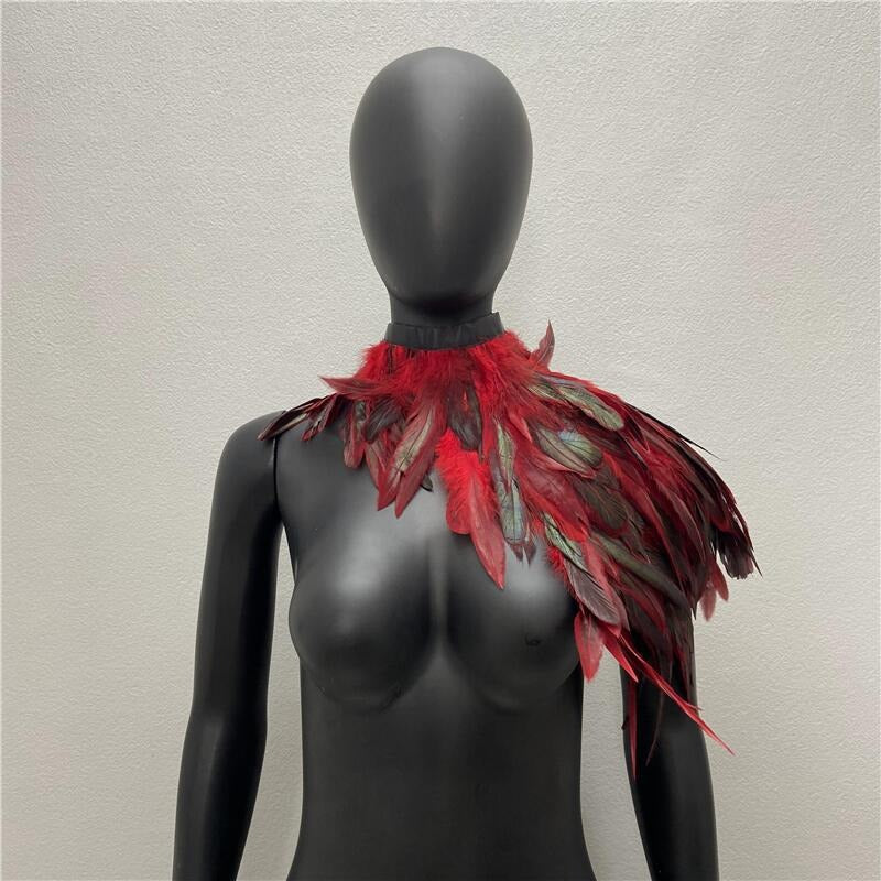 Feather Shawl Fake Collar - Stage, Runway, Dance & Halloween Costume Accessory