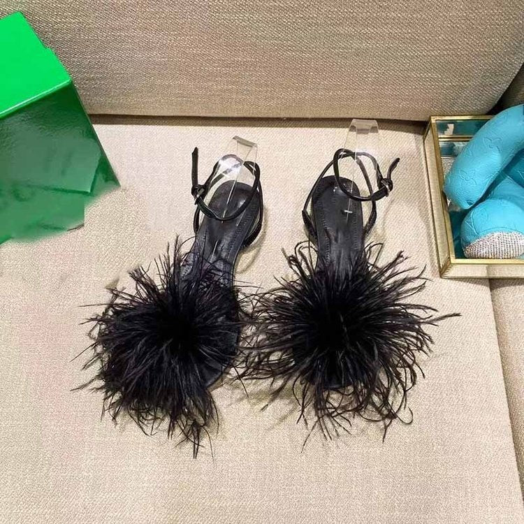 Hairy Fairy Flat Sandals - Fashionable Turkey Hair Style Shoes