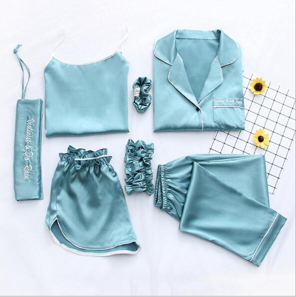 Silk Pajama Set: 7-Piece Nightwear