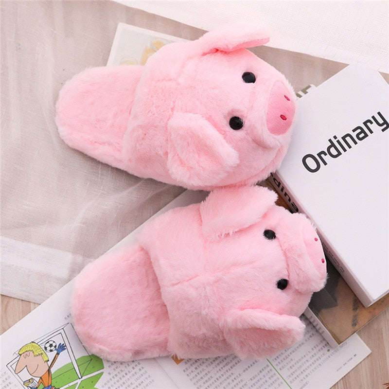 Winter Women Warm Indoor Slippers Ladies Fashion Cute Pink Pig Shoes Women's Soft Short Furry Plush Home Floor Slipper SH467