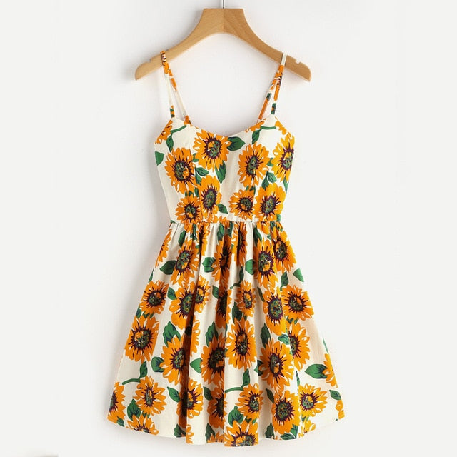 Sunny Sunflower Sleeveless Dress: Summer Bliss