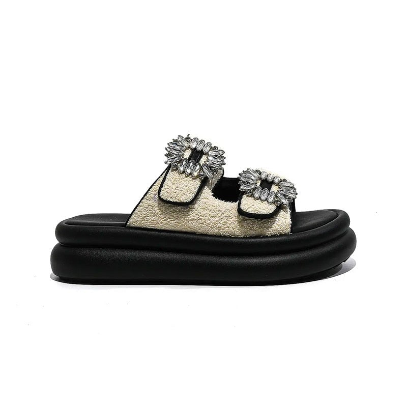 Summer Platform Buckle Wedge Slippers