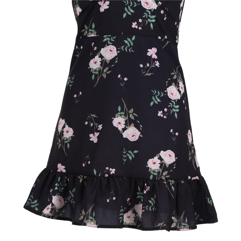 Boho Vibes Mini Floral Dress Elegance!