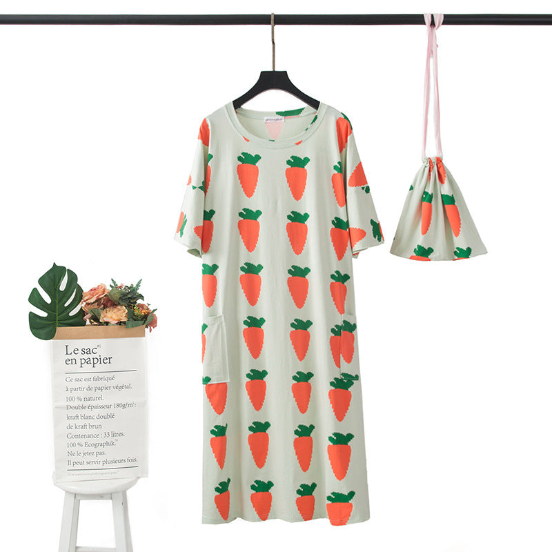 Carrot or Pig Watermelon Nightdress Pajama with cute bag