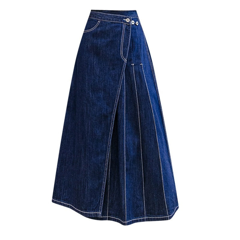 Cowboy Style Pleated A-Line Midi Skirt