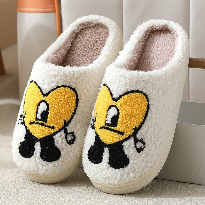 Cozy Couple Cotton Slippers - Adorable Thick-soled Cartoon Comfort