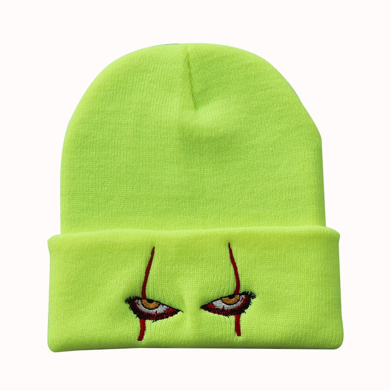 Embroidered Scary Clown Eyes Woolen Beanie