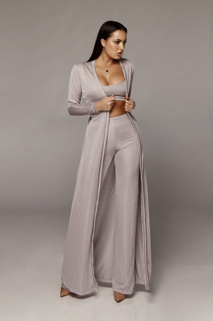 3 Pieces Sets Long Cloak Strapless Overalls Bodysuit