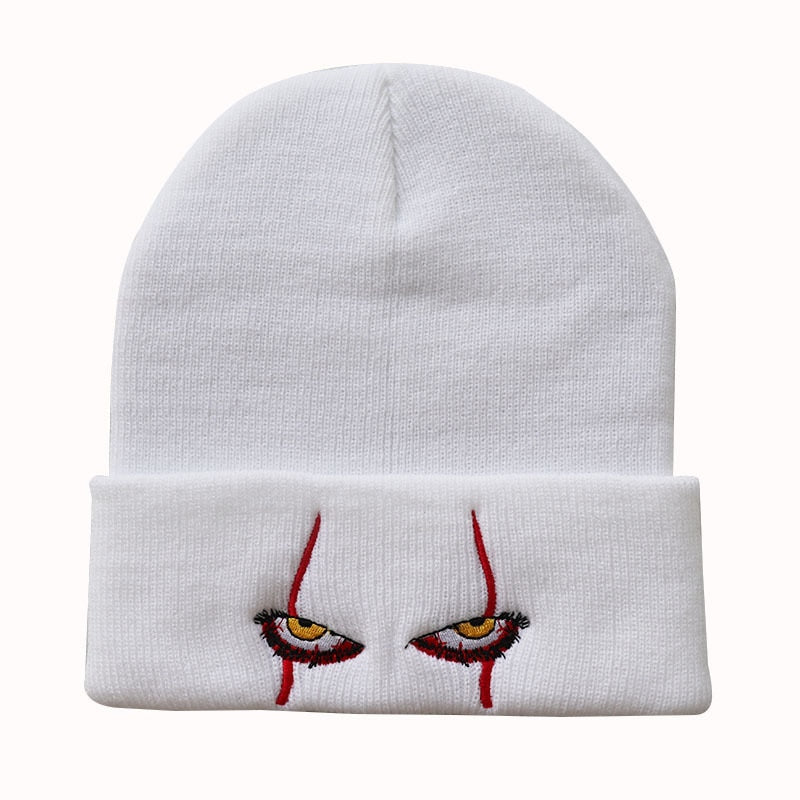 Embroidered Scary Clown Eyes Woolen Beanie